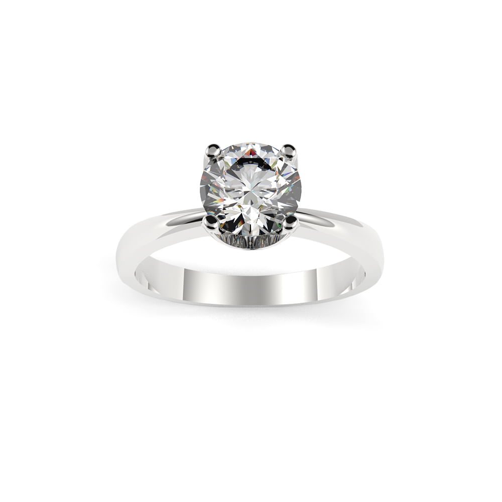 Classy Flat Diamond Engagement Ring - Tailored Jewel